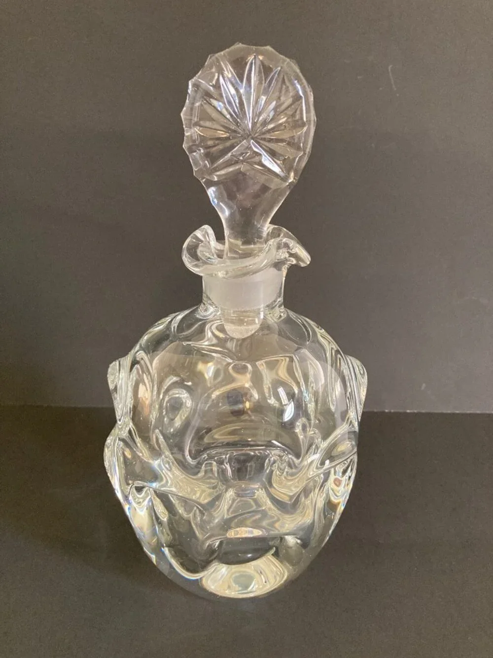 Aseda Glasbruck Sweden 1970's Clear Glass Thumbprint Glass Decanter Bo Borgström